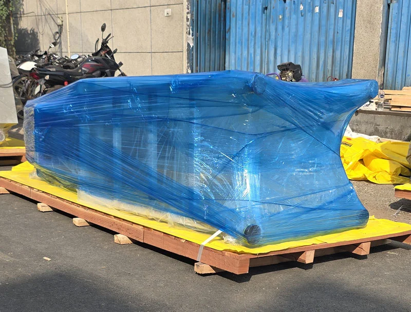 industrial machinery secured on a wooden pallet