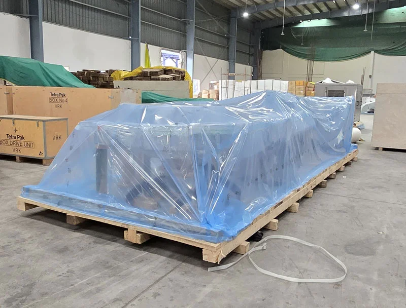 heavy industrial machinery wrapped in blue VCI